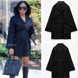 NEW WITH TAGS ZARA COLLECTION BELTED LINEN BLEND JACKET dress wrap‎ dress